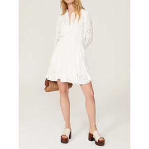 Maje Ivory Eyelet Mini Dress